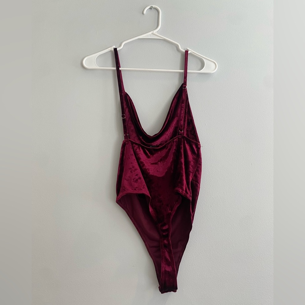 Red Velvet Cowl Neck Bodysuit 💔